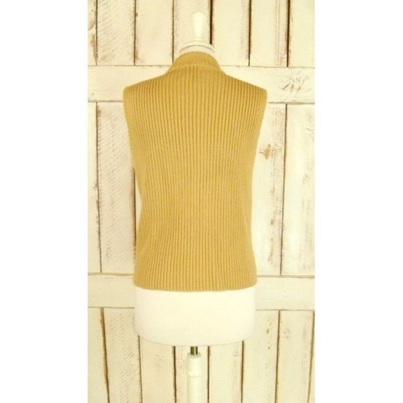 Vintage tan suede cable knit zip up vest/suede knit vest/small/medium - Picture 3 of 4